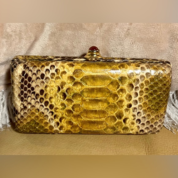 Oscar De La Renta Python Purse Cabochon bad - Picture 5 of 8